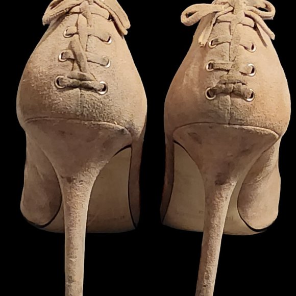 Enzo Angiolini Beige Suede Lace Pointy Pumps, Size 10M - Picture 4 of 7